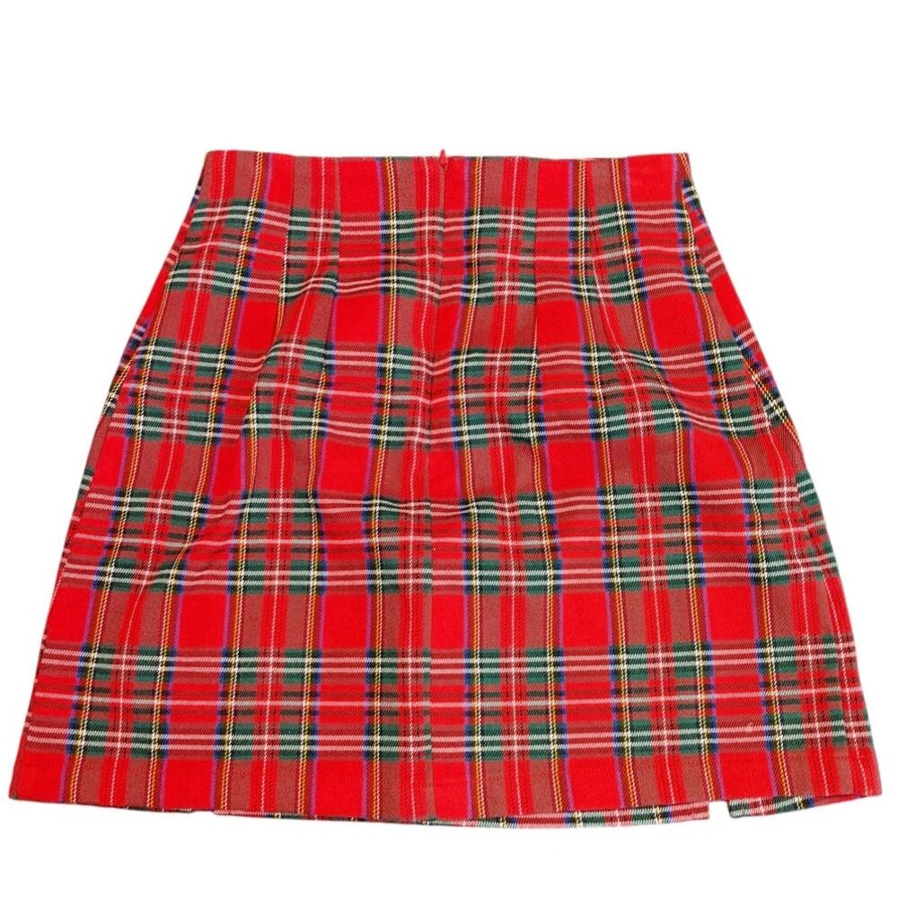 Brandy Melville High Waist Mini Skirt 90s Tartan Plaid Holiday Womens Waist 22/S